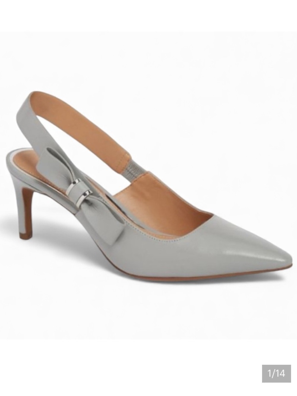 Linea Paolo Cora
Slingback Pump with Side Bow Detail in
Gray, size 11